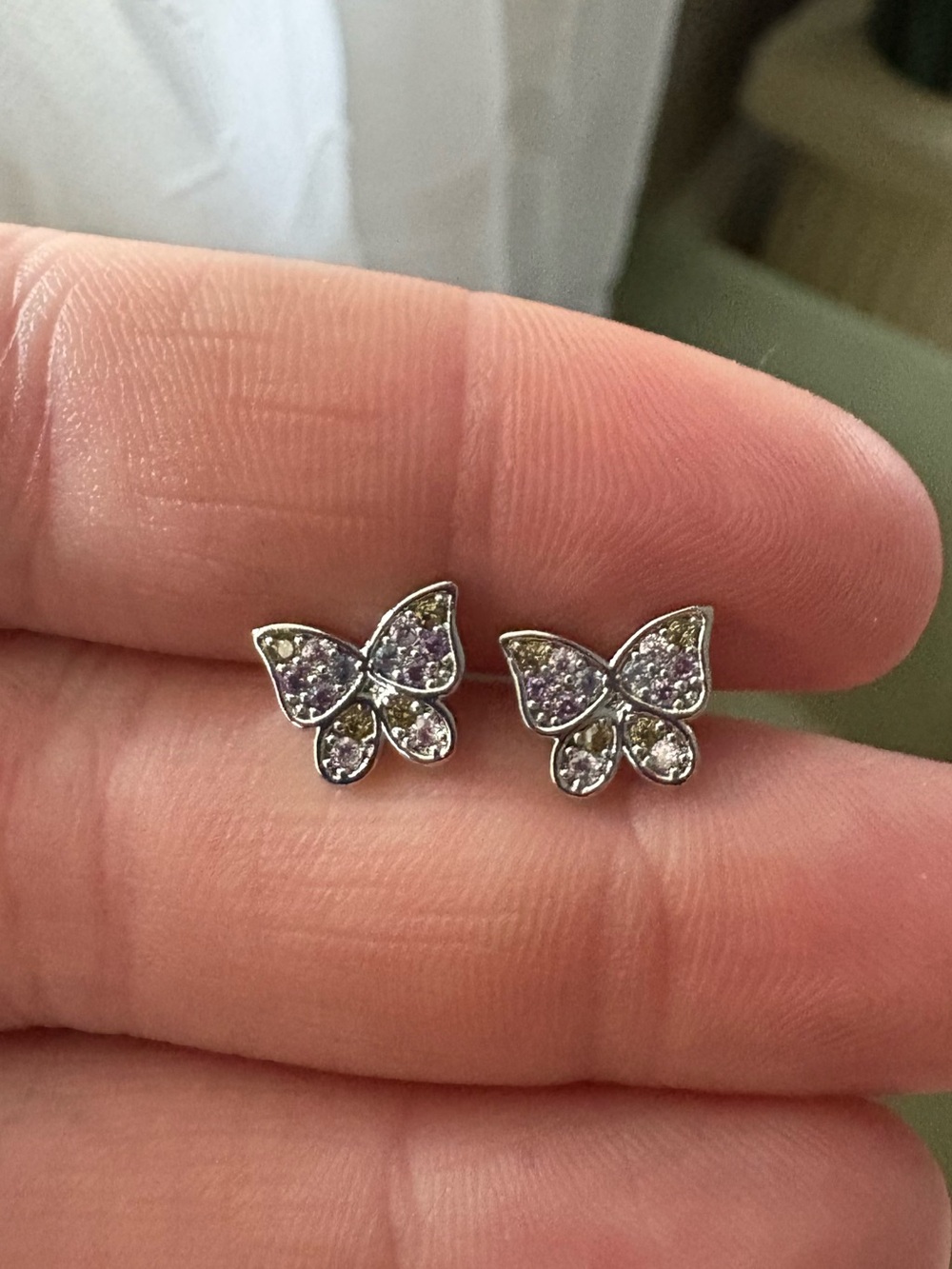 Silver butterfly stud earrings